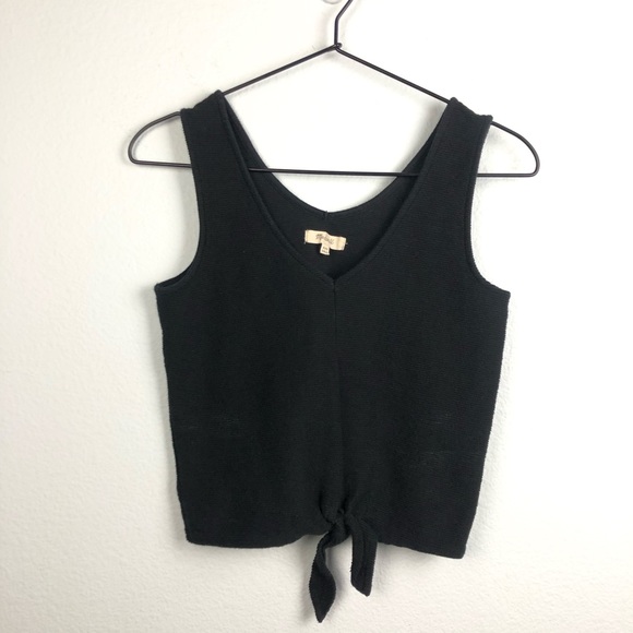 Madewell Texture & Thread Tie Front Tank Top Black - Picture 2 of 8